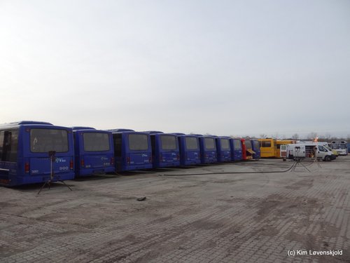 Burning off the gas of the LPG buses before scrapping