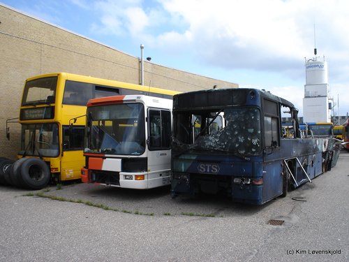 Fire damaged Volvo B10M & DAB Citybus & Volvo B7LT East Lancs