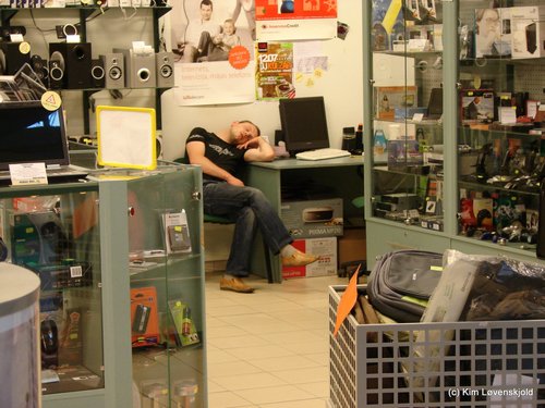 Sleeping employee
