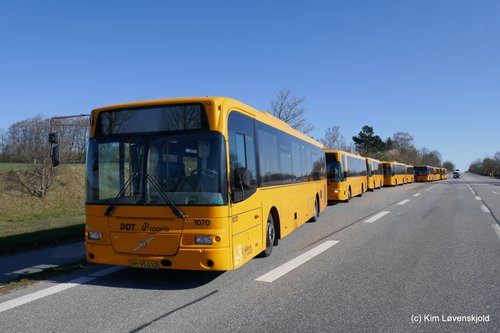 Withdrawn Arriva Roskilde buses on their way to Arriva's bus bank in Jutland