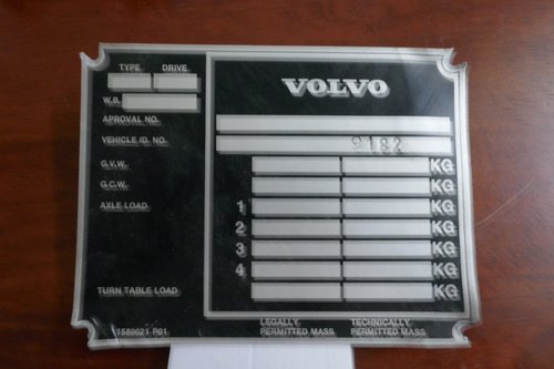 Volvo Bus chassis plate