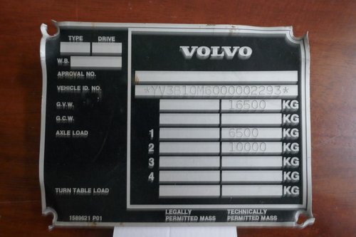 Volvo Bus chassis plate