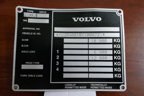 Volvo Bus chassis plate