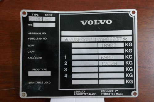 Volvo Bus chassis plate