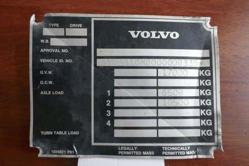 Volvo Bus chassis plate