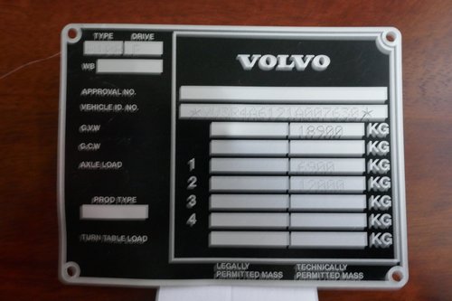 Volvo Bus chassis plate