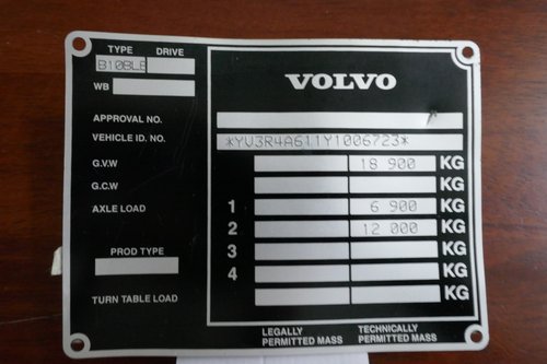 Volvo Bus chassis plate