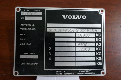 Volvo Bus chassis plate