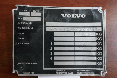 Volvo Bus chassis plate