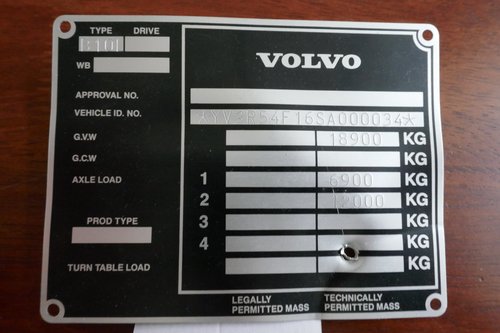 Volvo Bus chassis plate