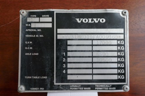 Volvo Bus chassis plate
