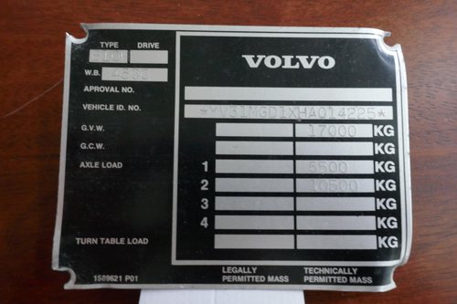 Volvo Bus chassis plate
