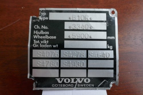 Volvo Bus chassis plate
