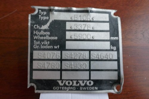 Volvo Bus chassis plate