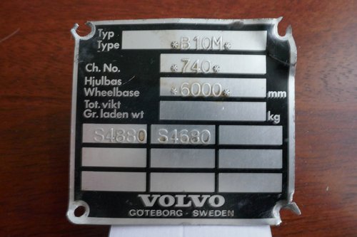 Volvo Bus chassis plate