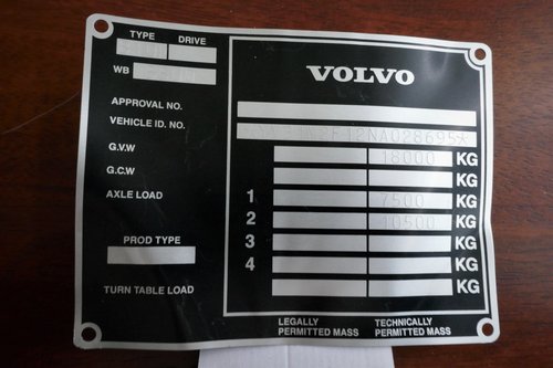 Volvo Bus chassis plate