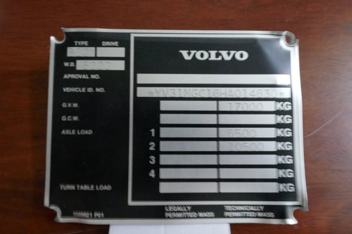 Volvo Bus chassis plate