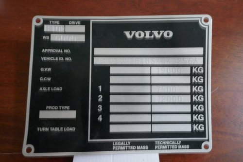 Volvo Bus chassis plate