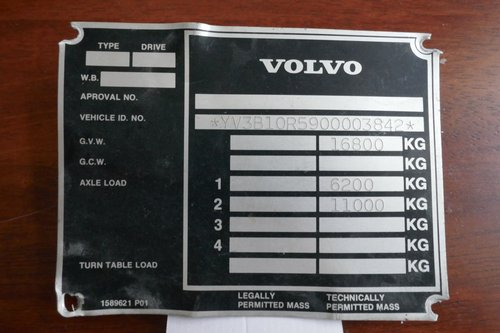 Volvo Bus chassis plate