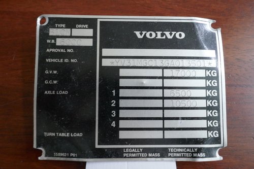 Volvo Bus chassis plate