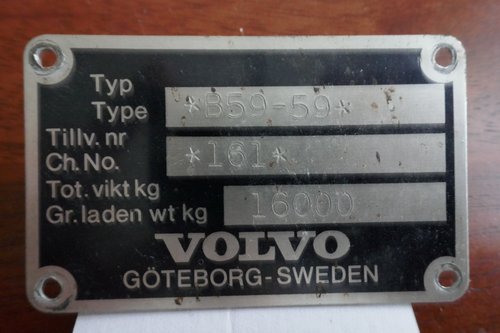 Volvo Bus chassis plate