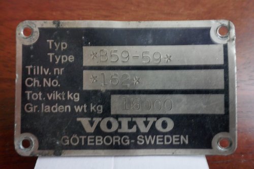 Volvo Bus chassis plate