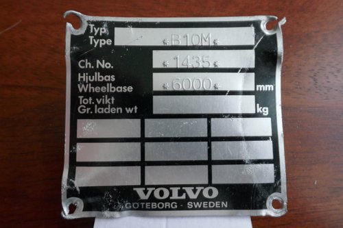 Volvo Bus chassis plate