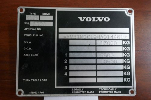 Volvo Bus chassis plate