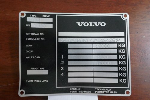 Volvo Bus chassis plate