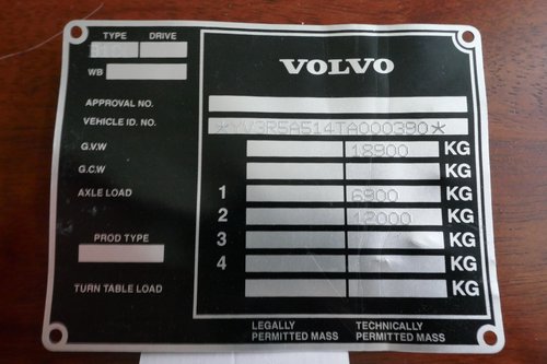 Volvo Bus chassis plate