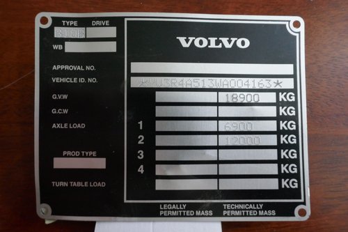Volvo Bus chassis plate