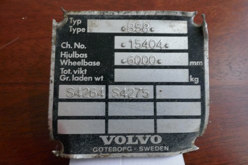 Volvo Bus chassis plate
