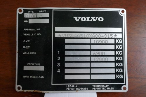 Volvo Bus chassis plate