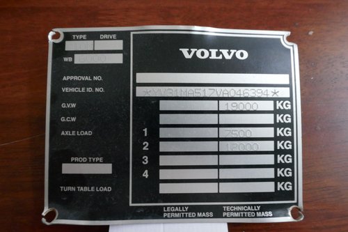 Volvo Bus chassis plate