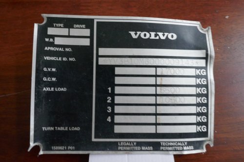 Volvo Bus chassis plate