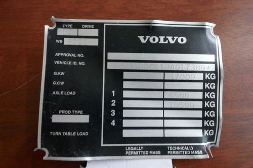 Volvo Bus chassis plate