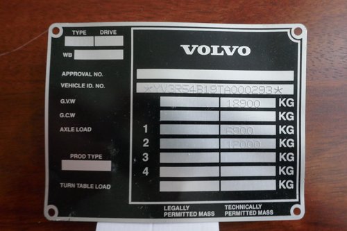 Volvo Bus chassis plate