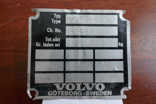 Volvo Bus chassis plate