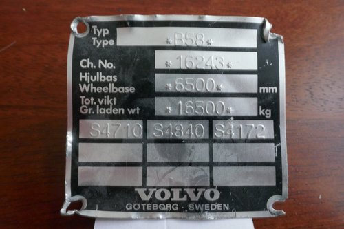 Volvo Bus chassis plate