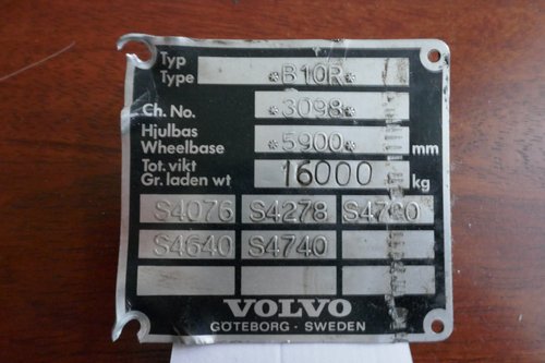 Volvo Bus chassis plate