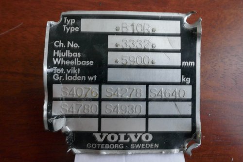 Volvo Bus chassis plate