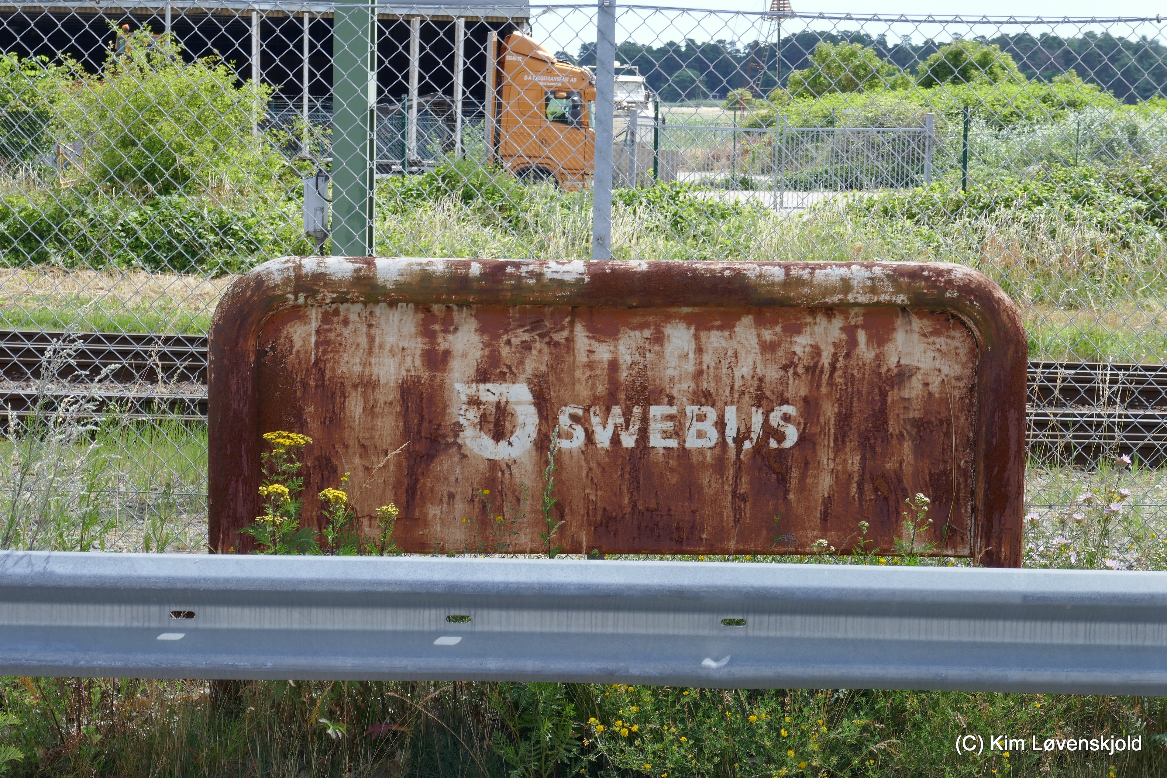 Old rusty Swebus sign